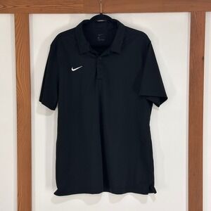 Nike Dry-Fit Performance Polo Mens Large Black White Swoosh | Athleisure